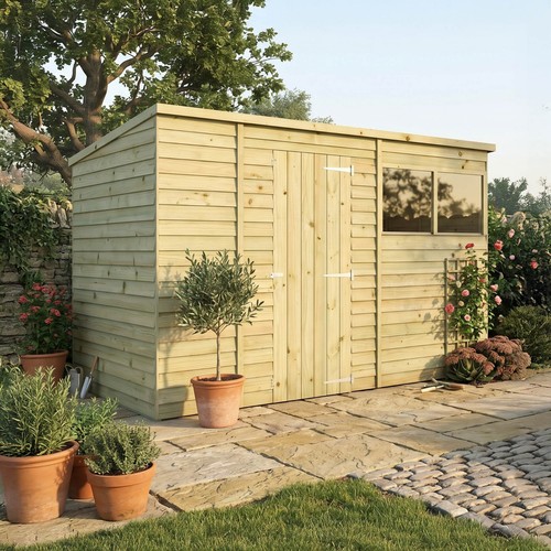 10x6 wood garden shed overlap - garden,